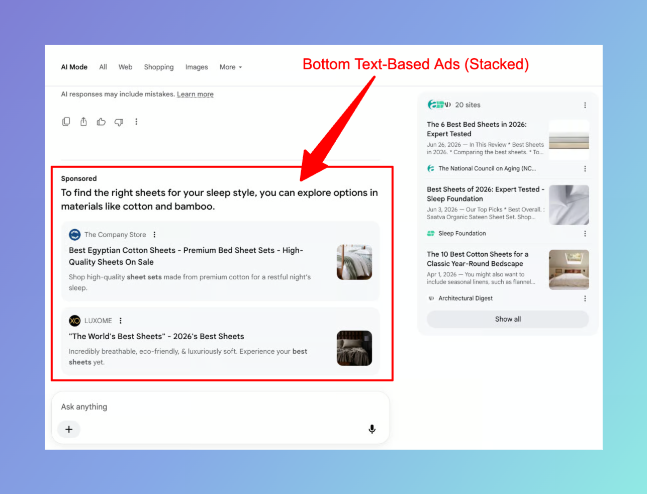 1 Bottom Text-Based Ads (Stacked) in AI Mode