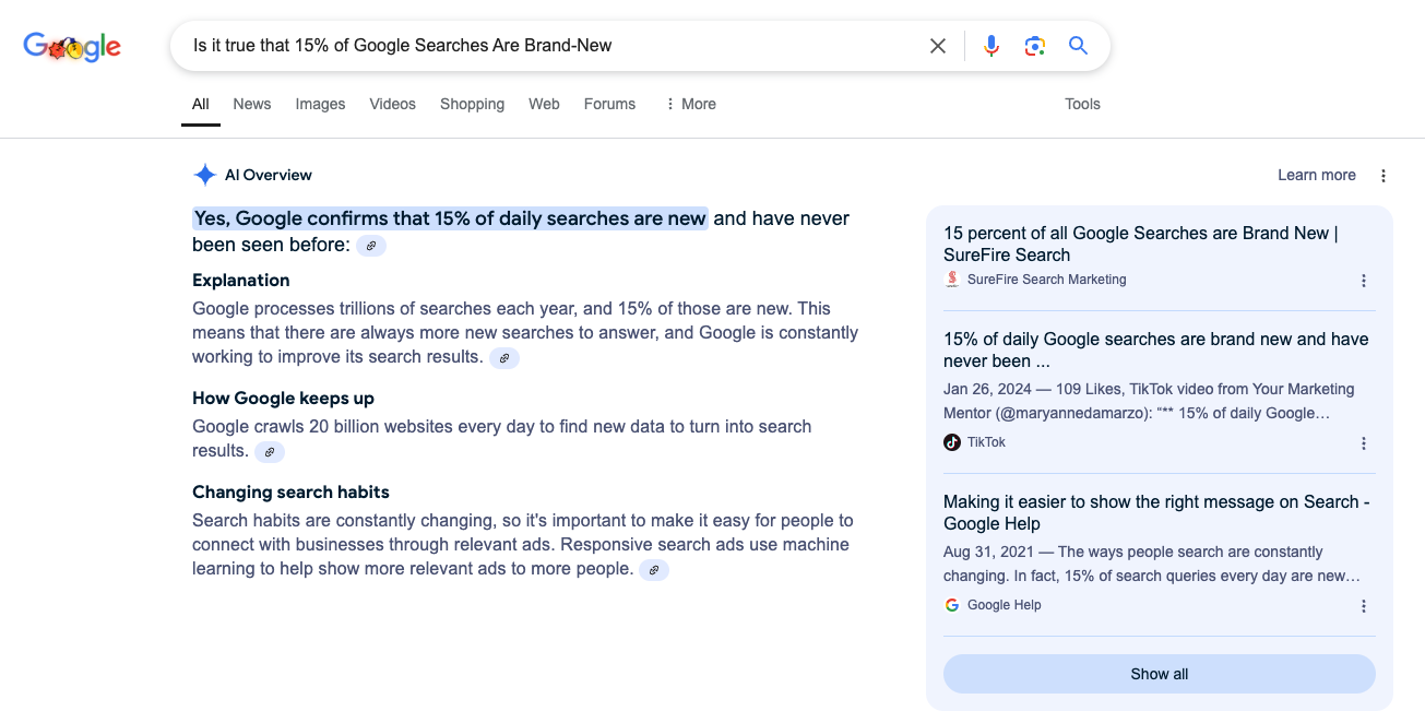 15% of Google Searches Are Brand-New