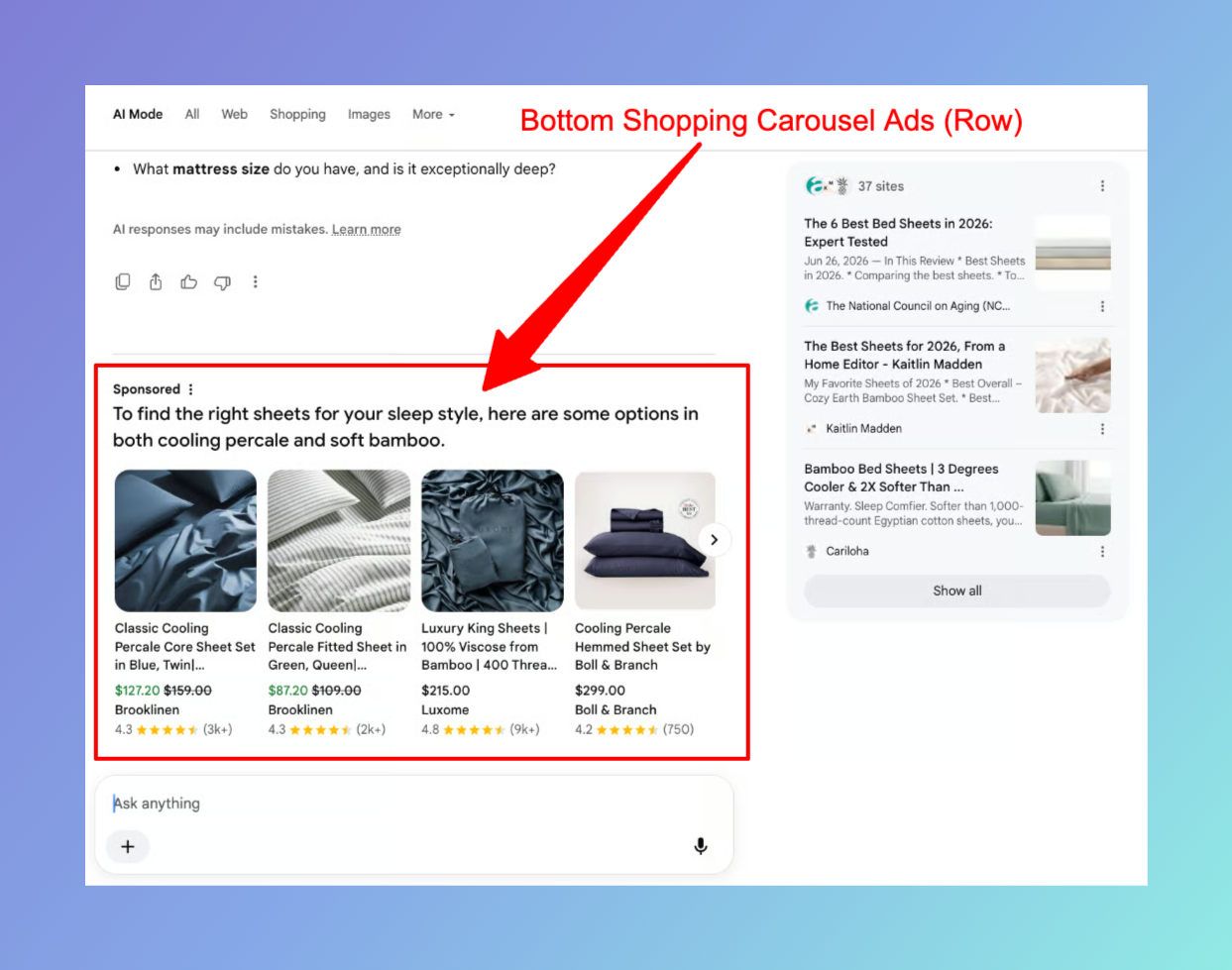2 Bottom Shopping Carousel Ads (Row) in AI Mode