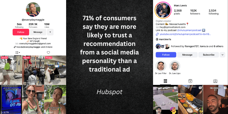 boston influencers with influencer statistic