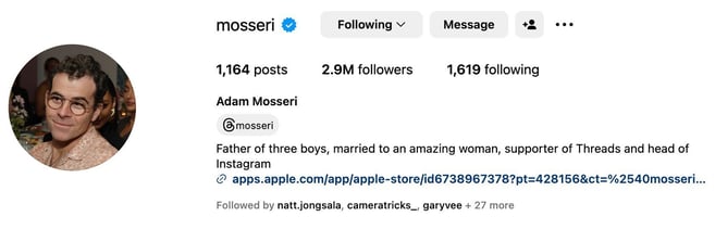 Adam Mosseri Instagram Account