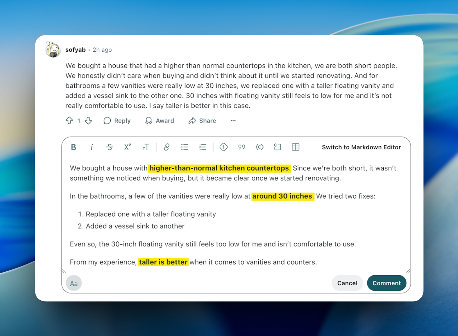 Example of structured Reddit post - Torro Media