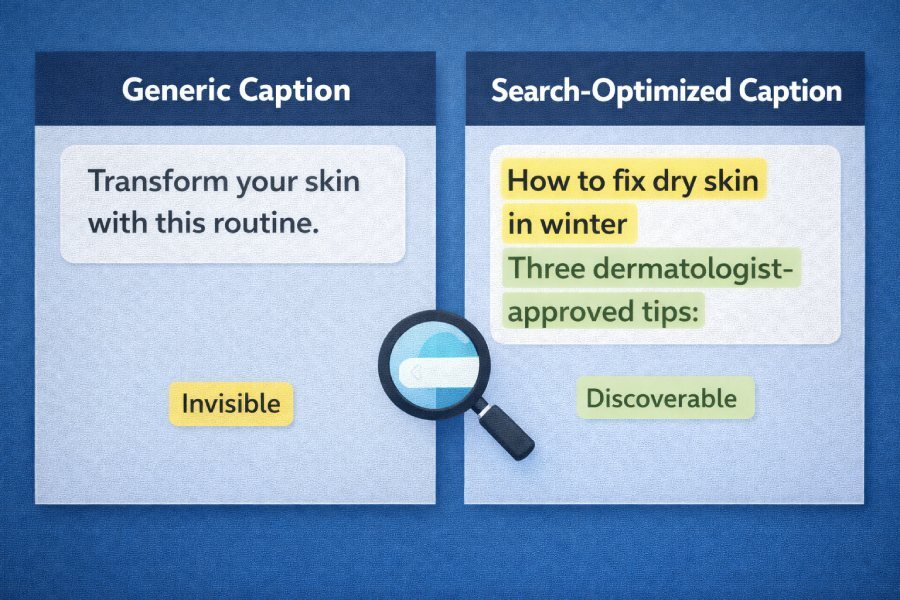 Generic vs search-optimized captions - Social Media SEO with Torro Media