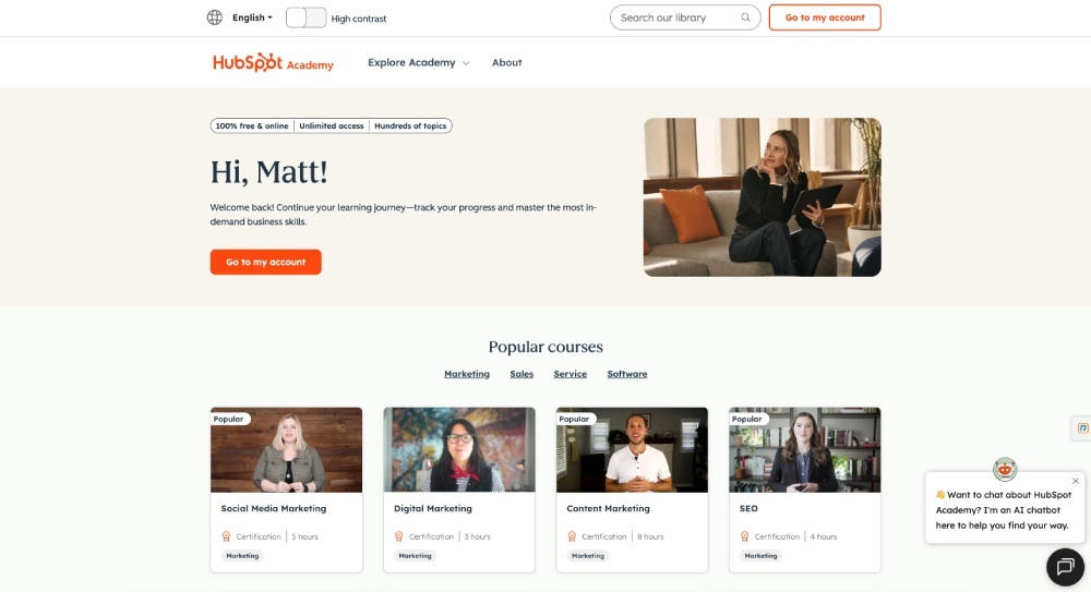 HubSpot Academy - Support and Training