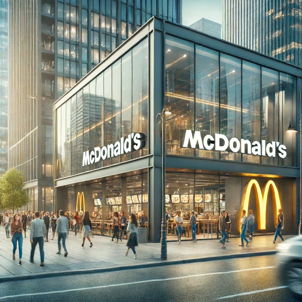 McDonalds building in busy city