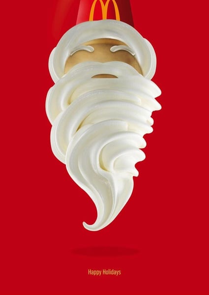 McDonalds Creative Product imagery showing ice cream Santa for christmas advertisement 
