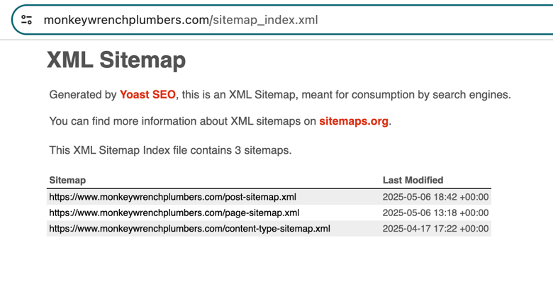 Monkey Wrench Plumbers Sitemap XML