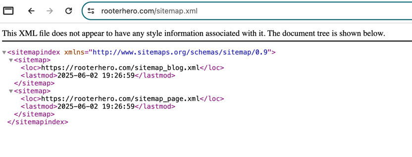 Rooter Hero Sitemap XML