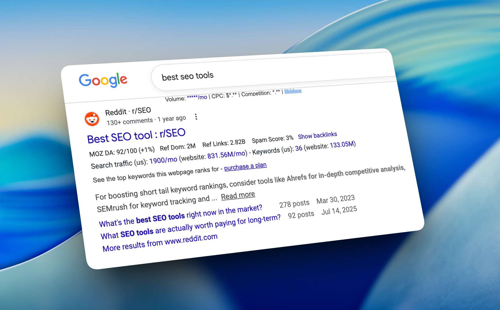Screenshot of an AI answer citing Reddit threads - Torro Media