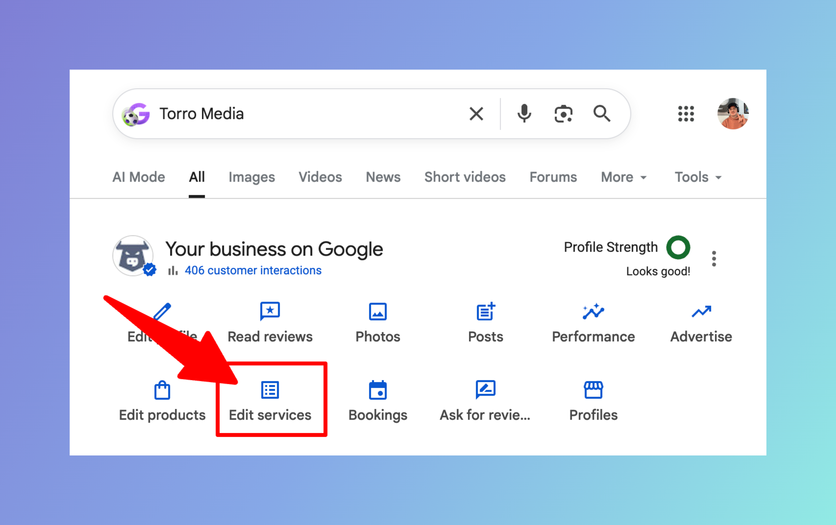 Step 2 Click Edit Services
