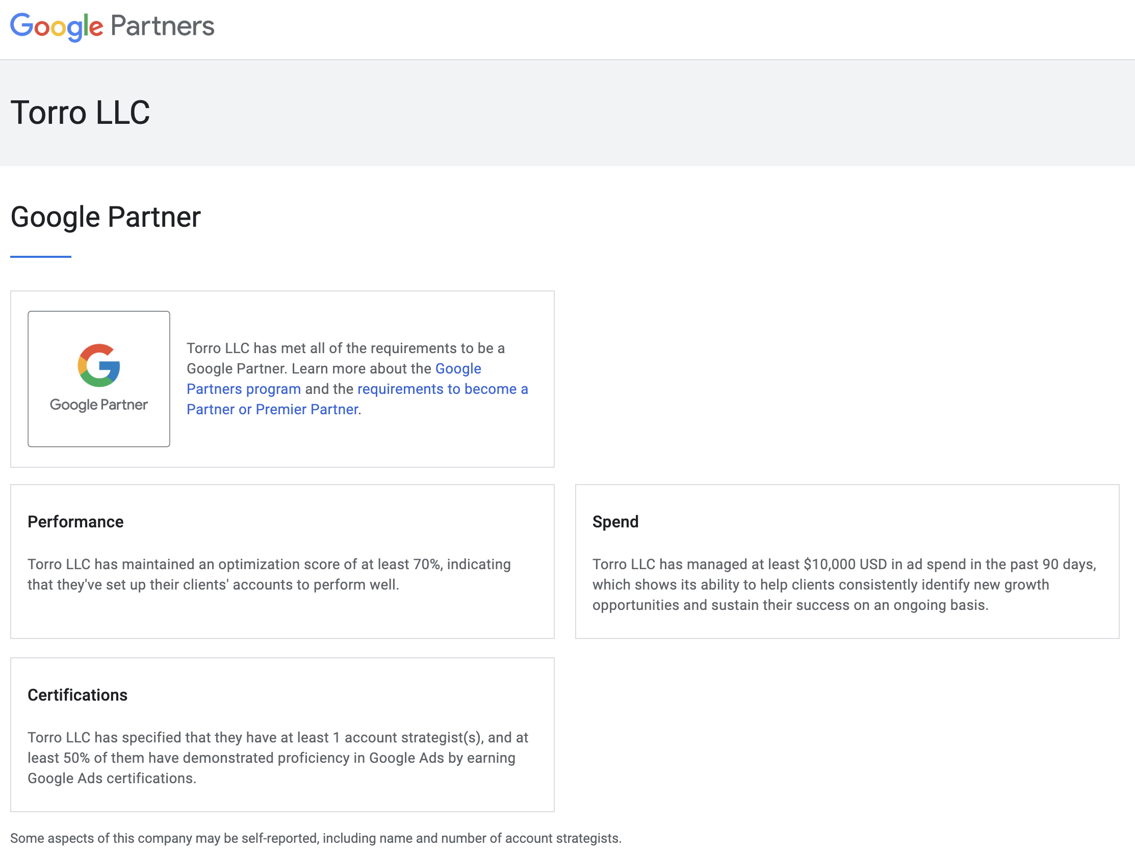 Torro-Google-Partner-Profile