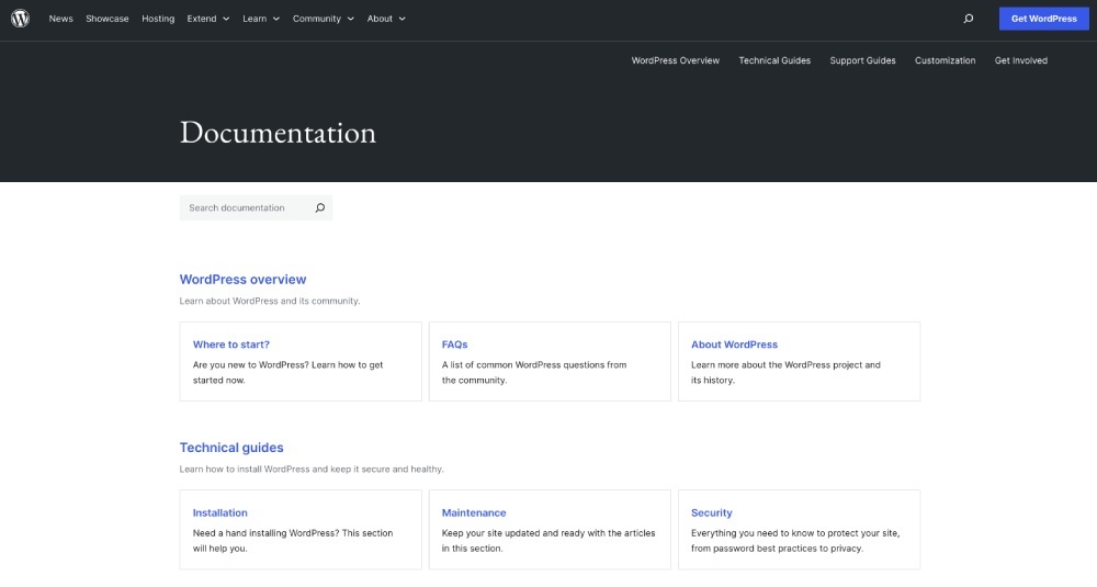 Wordpress Support and Documentation