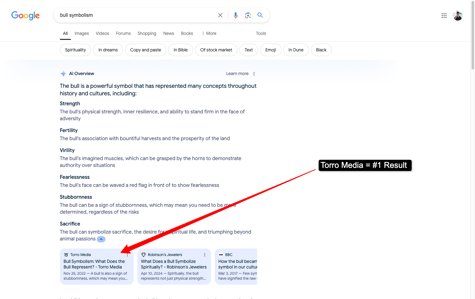 bull-symbolism-Google-Search-SERP