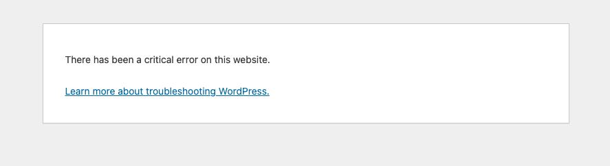 wordpress-There has been a critical error on this website